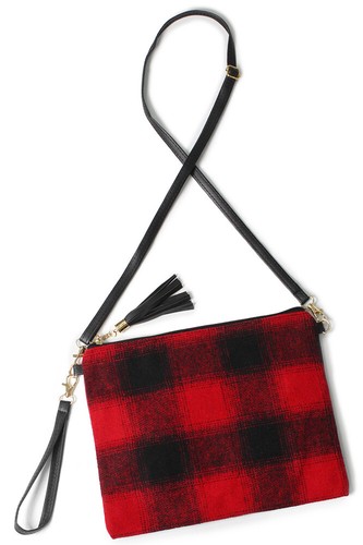 Anthropologie Style Fashion Designer Everyday Buffalo Check Clutch Crossbody Bag - Picture 5 of 13