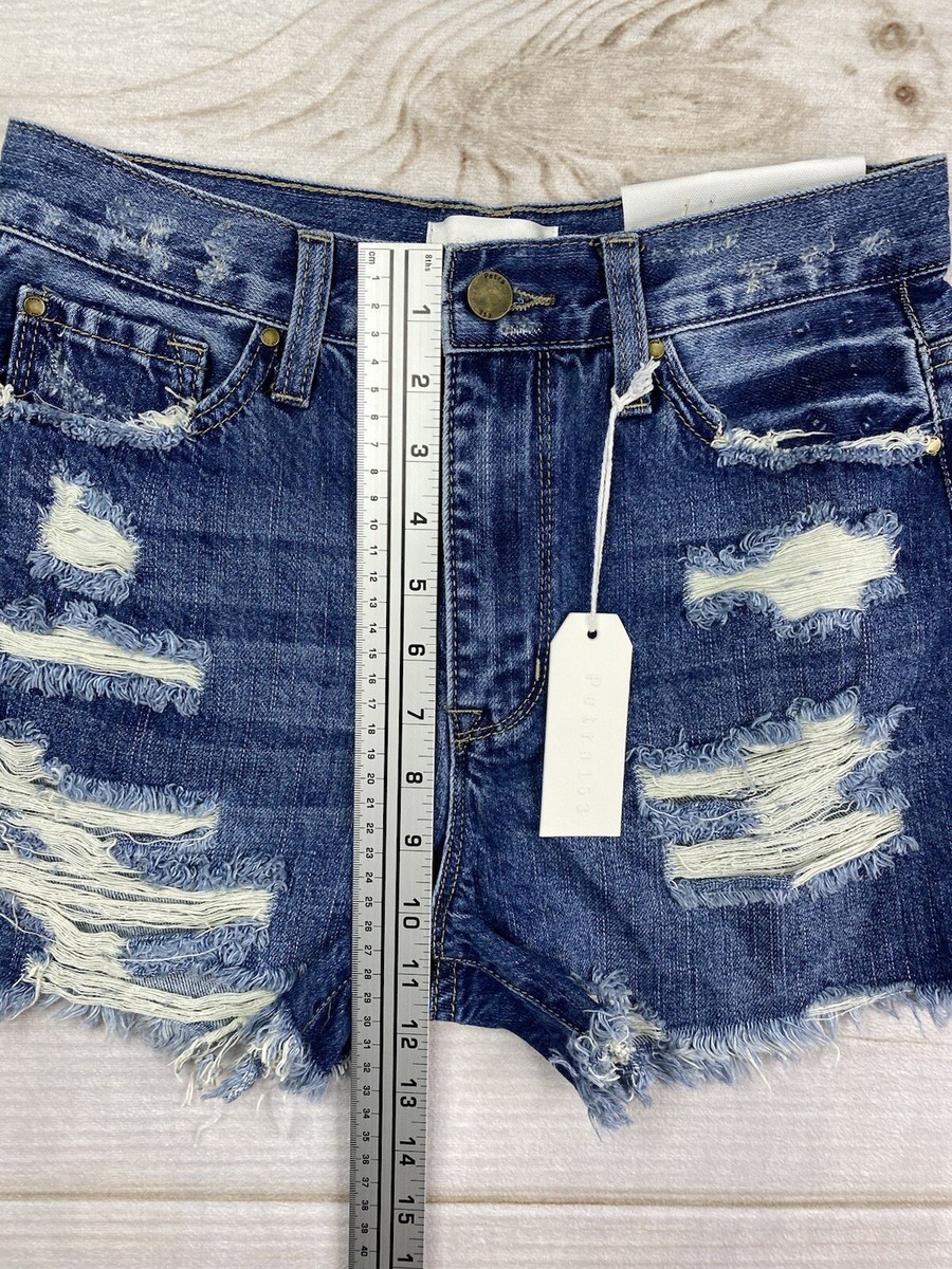 【oan】Petra Inspiration Denim Half Pants Petra 153 Shorts Womens 3/25 Dark Wash Distressed Cut Off