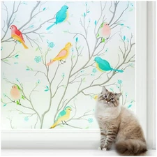 rabbitgoo Window Privacy Film Frosted Glass Static Cling Bird Stick UV Blocking