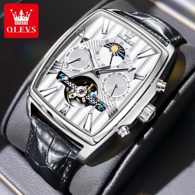 Automatic Mechanical Watch Men's Moon Phase Waterproof Luxury OLEVS Men Strap