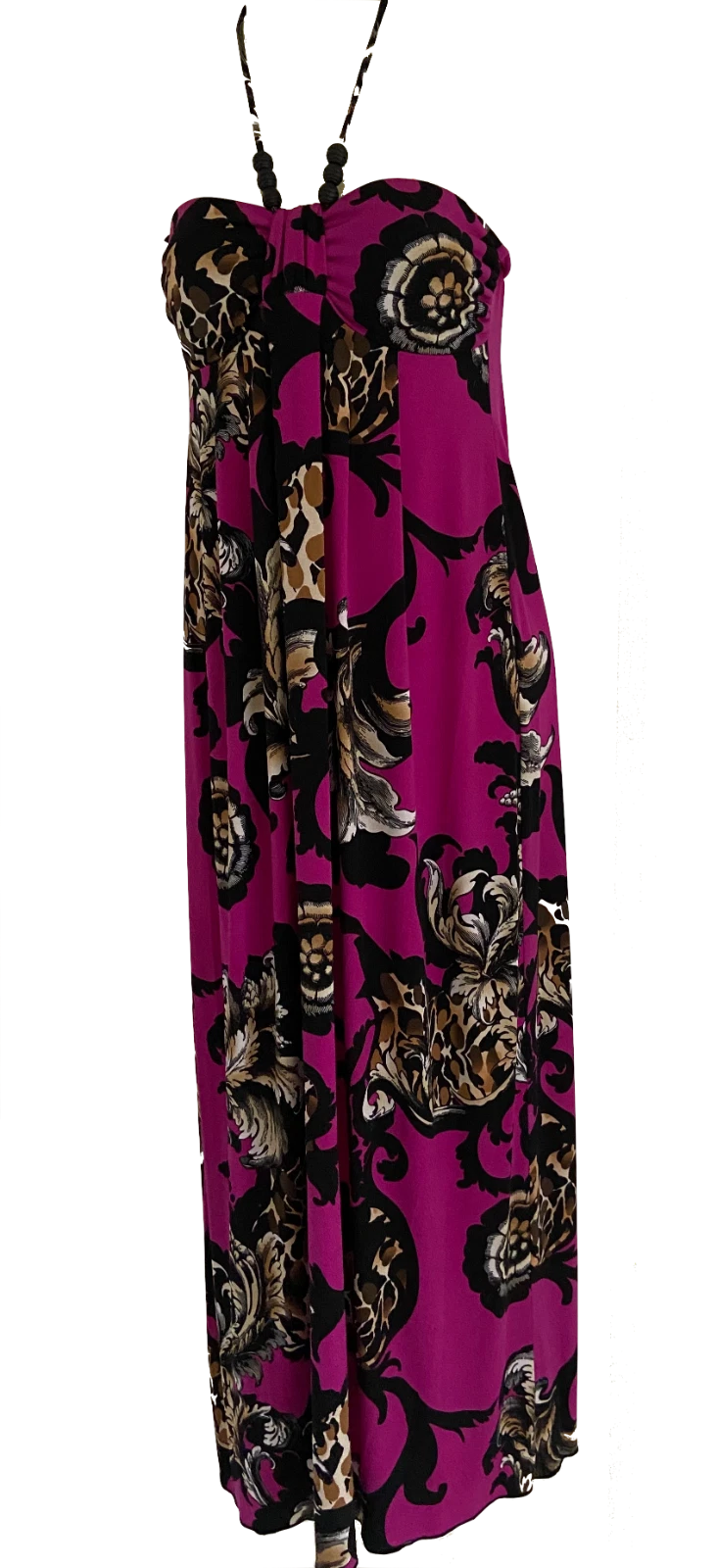 VALENTINO MAXI ABITO VALERIE BERTINELLI stampa viola rosa taglia 10 (S)