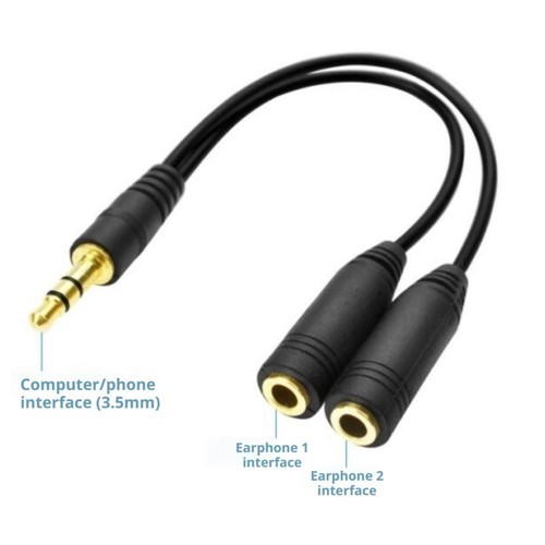 3.5mm 1 To 2 Audio Cable Portable Audio Adapter Cable for Computer Hea0d6 RFT - Afbeelding 9 van 14