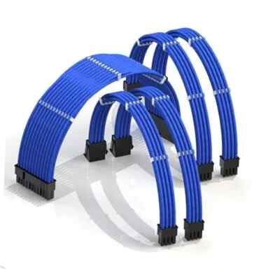 - 30cm PSU Cable Extension Sleeved Custom Mod GPU PC 30cm PURE COLOR Blue 5pk