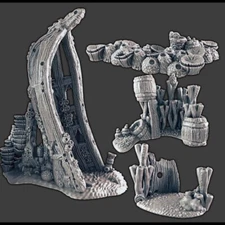 Shipwreck Coral 32mm Tabletop Terrain Miniature Set, Fiction, Scatter, Scenery