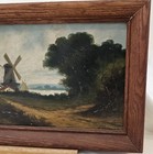Oil Painting On Canvas Of Dutch Windmill, Lake, Homestead. Signed. Vintage. — photo 9
