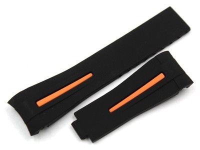 Silicone Strap Black Orange Stripe 20/16mm Sport Waterproof Promo 50%