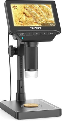 TOMLOV DM4W Mikroskop Digital mit Waage: Münzmikroskop mit 4,3'' IPS-Bildschirm, 