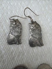 STERLING SILVER MAINE COON CATS DANGLES Earrings