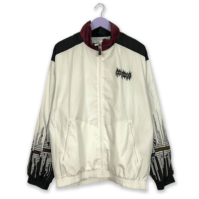 Vintage Windjacke schwarz-weiß mit Reißverschluss - Größe 50 Herren