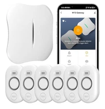 Wifi Water Leak Detector for Home with App Notification, 1 Gateway + 6 WD61 Sens