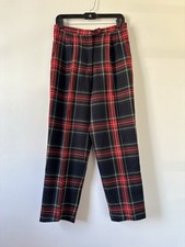 Vintage Tartan Plaid Red Checked Punk Rock 90's high waist Pants Trousers M