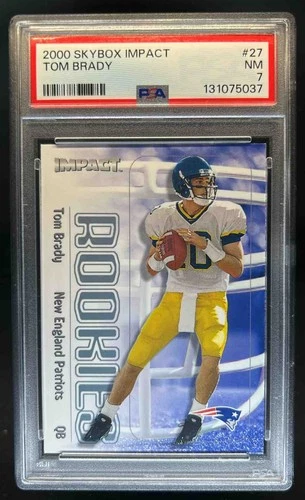 2000 Skybox Impact Tom Brady Rookie RC #27 Patriots PSA 7