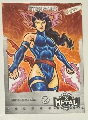 2020 2021 UD Marvel X-Men Metal Universe Psylocke Etch Sketch by Helio Oliveira