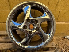 Front Porsche Chrome 18 Factory Original Wheel Chrome Finish Damaged