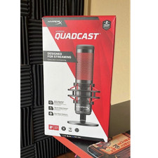HyperX QuadCast USB Microphone Red/Black, Shock Mount, Tap-to-Mute, PC/Mac/PS5/  
