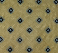 BROOKS BROTHERS MENS LINEN TIE YELLOW w/ BLUE DIAMONDS 60"