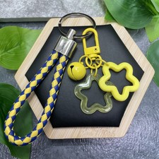 5 Stainless Steel Star Bell Charms Wristlet Keychain New Free Ship C586