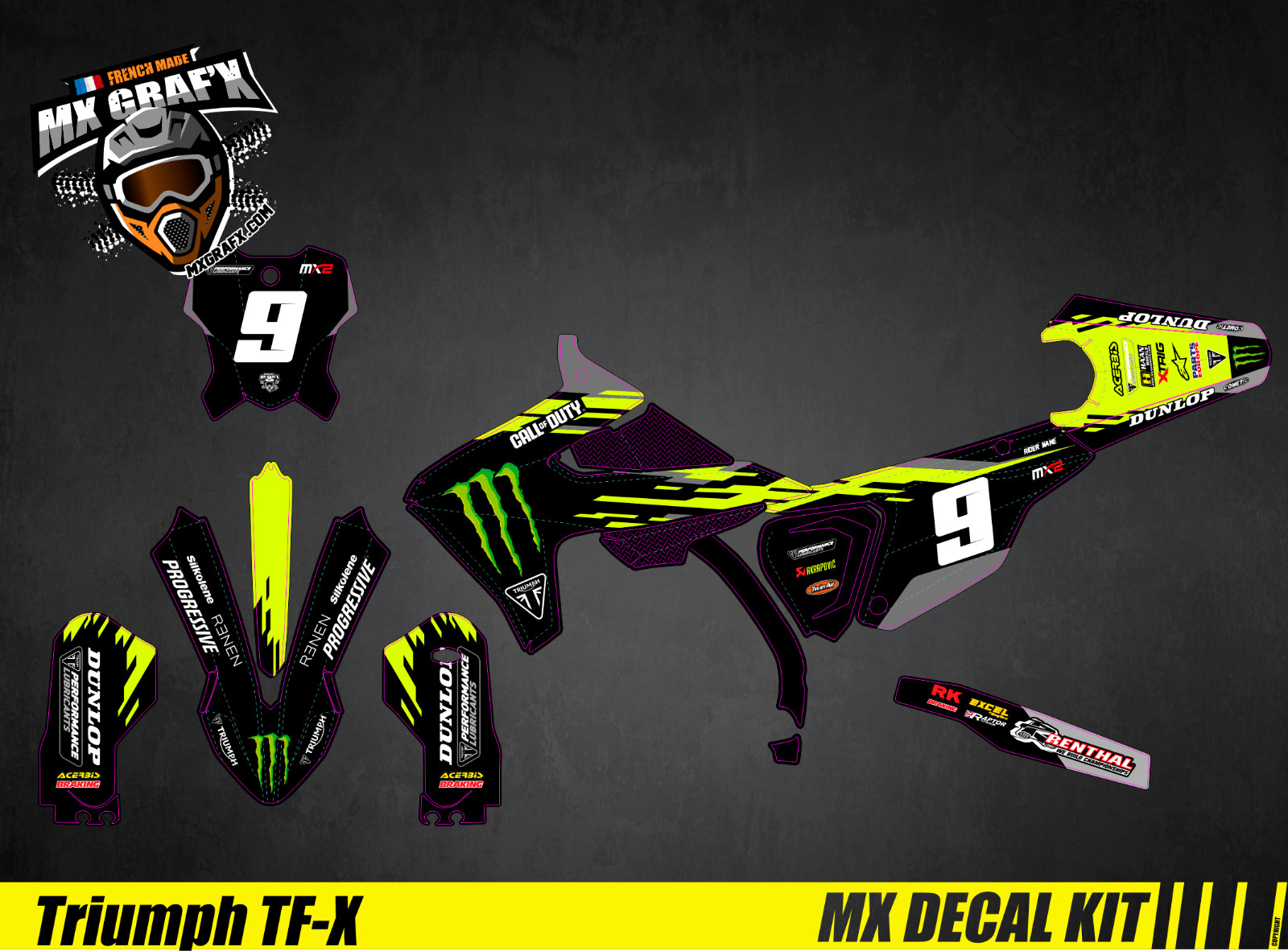 Kit déco Triumph TF 450X habillage graphique Factory 2025 premium