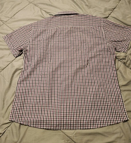 Oleg Cassini kariertes rot, schwarzes Herren Hemd mit Knöpfen Größe XL Kurzarm (A185) - Bild 5 von 9