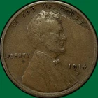 1914-S Lamination Error Lincoln Wheat Cent Fine F Coin #34561