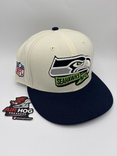 New Era Seattle Seahawks 59FIFTY Sideline Fitted Hat 7 1/2 NFL Cap Cream Blue