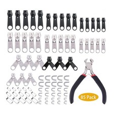 85Pcs/Set Zipper Repair Kit Silber und Schwarz f&uuml;r Gep&auml;ckjeans Rucks&auml;cke