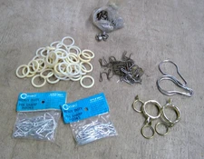 LARGE LOT OF CURTAIN, DRAPERY HARDWARE HOOKS FOR TRAVERSE ROD