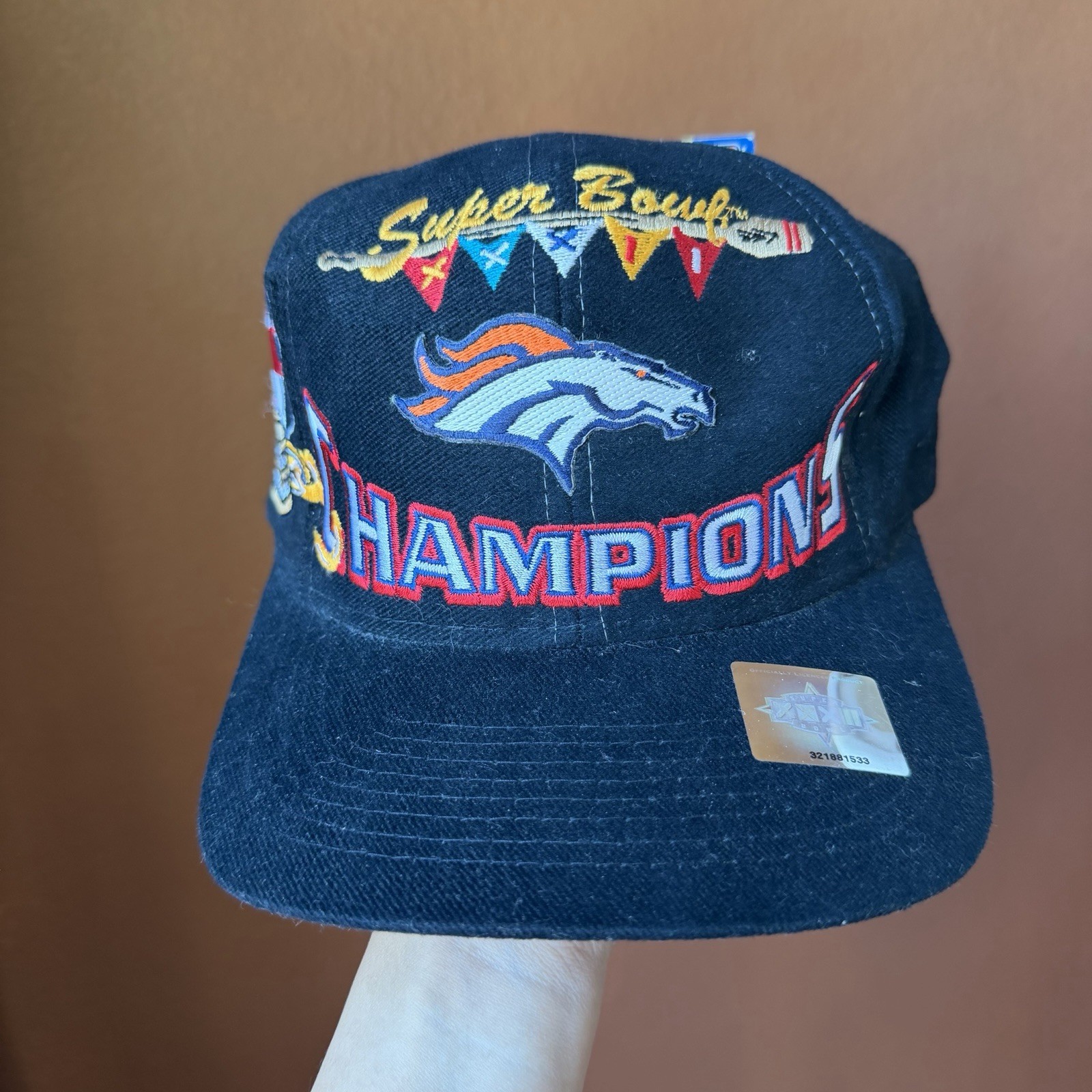 Vintage 90s Denver Broncos 1998 NFL Super Bowl XXXII Champions Snapback Hat NEW