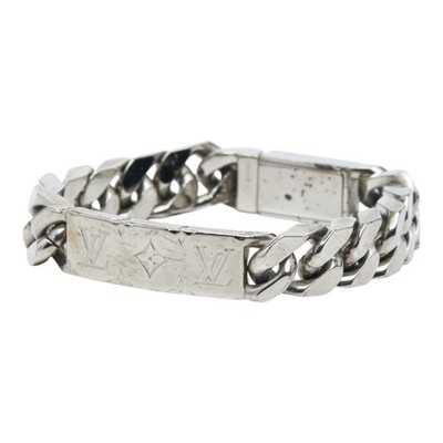 Louis Vuitton LV Signature Chain Bracelet M62486 Silver Metal Men