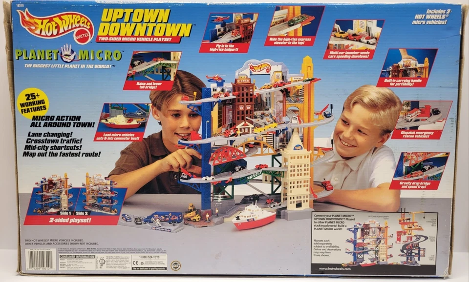 Hot Wheels Planet Micro Uptown Downtown Playset 1997 Mattel NEW Sealed w/ Cars - Image 2 of 4