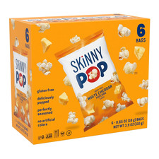 Skinnypop Popcorn, White Cheddar, Whole Grain, Dairy-Free Snack, 0.65Oz Bags 6C