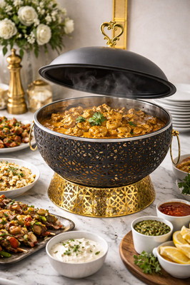 Luxus 8L Chafing Dish Buffet Speisenwärmer Gold Edelstahl Set