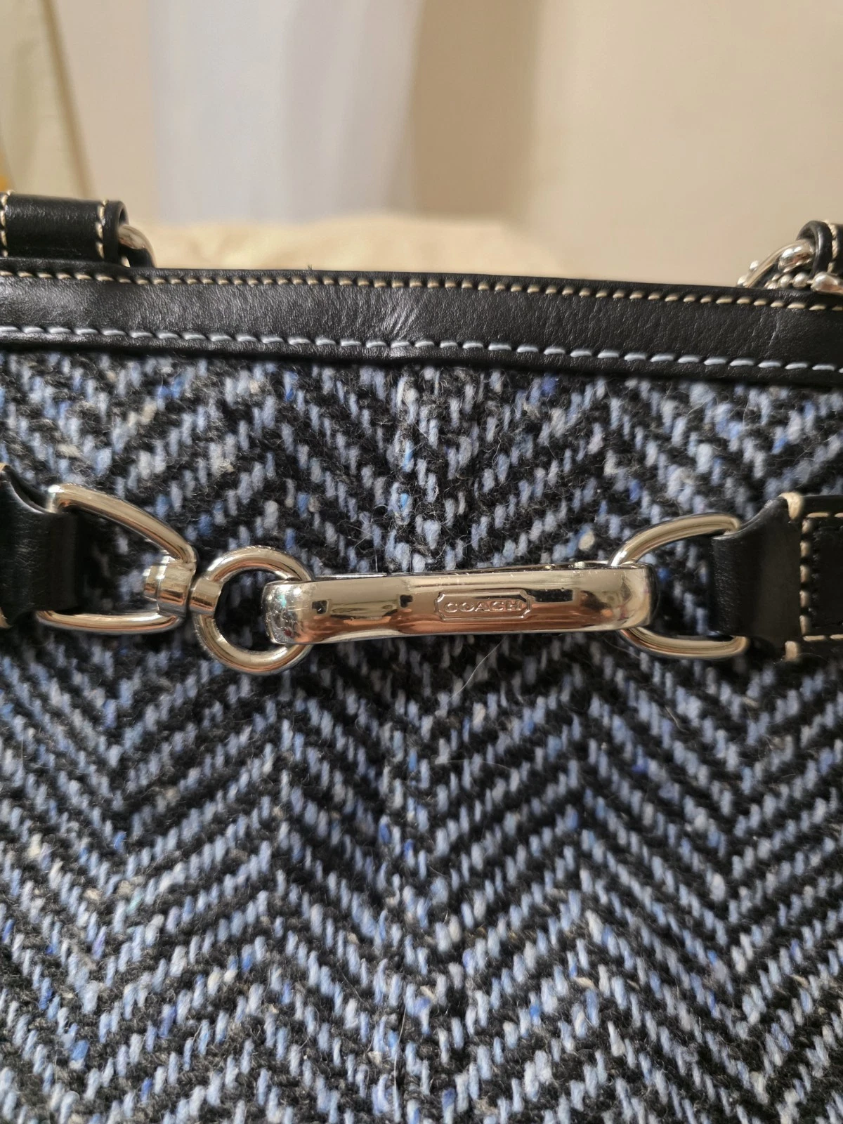 Borsa Coach Hamptons in tweed a spina di pesce