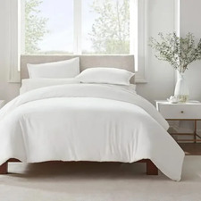 Pleated Duvet Cover   Queen Size   Soft Microfiber   Wrinkle  Resistant   Grey  
