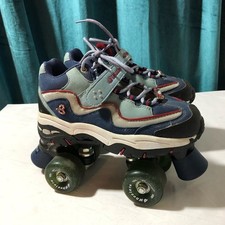 Vintage Britney Spears x Skechers roller skates four wheels sz 5 blue red derby
