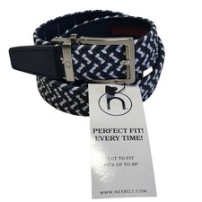 Nexbelt Men's Golf Braided Woven Ratchet Belt Adjustable Blue White NWT