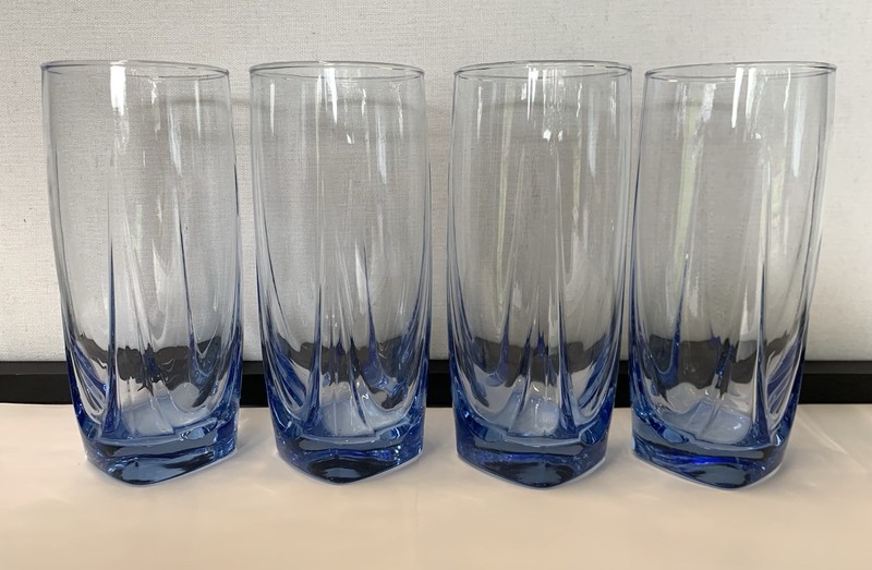 Set Of 4 New Libbey Imperial Blue-misty Blue Cooler Tumbler Glasses