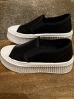 Qupid Black Slip-On Platform Sneakers with White Toe Cap — photo 4