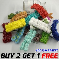 144pcs Artificial Flowers Mini Foam Roses with stem 2.5cm Small Flowers decor UK