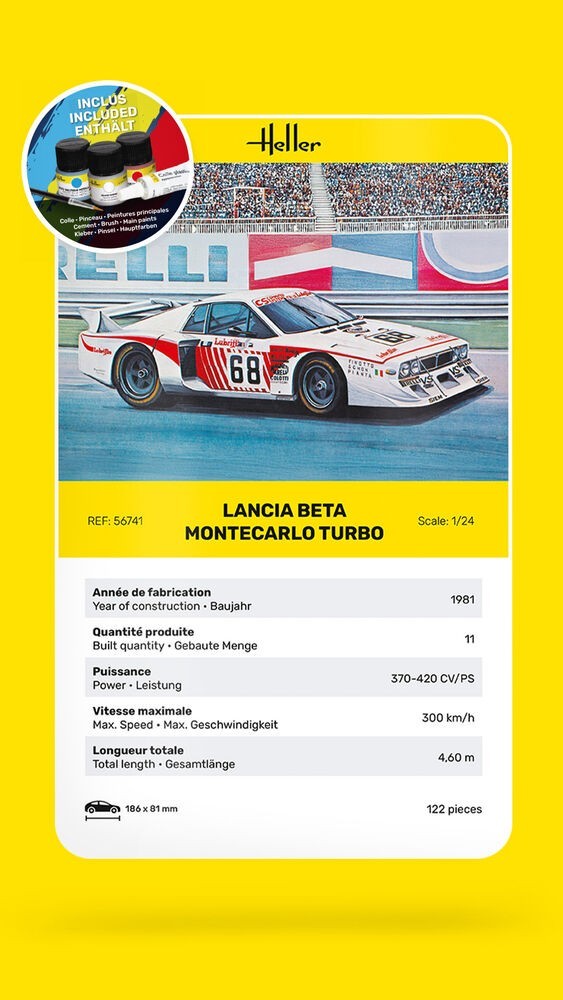 Lancia Beta Montecarlo Turbo Maquette 1/24 Heller 56741 Activité Créative Adulte