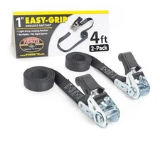  - Endless Ratchet Strap - Easy Grip (Hookless) Tie 1in x 4ft Easy Grip Black