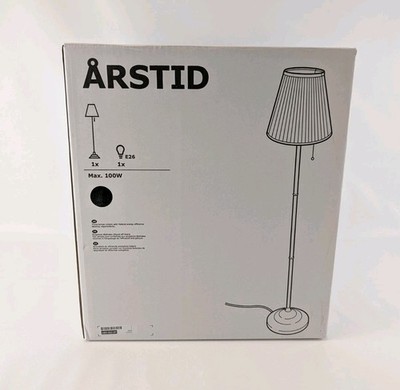 IKEA ARSTID ÅRSTID Floor Lamp Nickel Plated/White 61'' New 204.162.01
