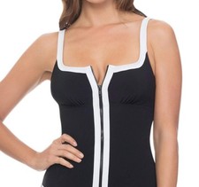 Profile By Gottex Zip It Up Square Neckline Tankini Top Size 6