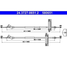 Seilzug Feststellbremse ATE 24.3727-0651.2 für Ford Focus I Turnier