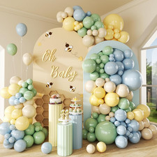 137Pcs Dusty Blue and Yellow Balloon Garland Arch Kit  Wedding