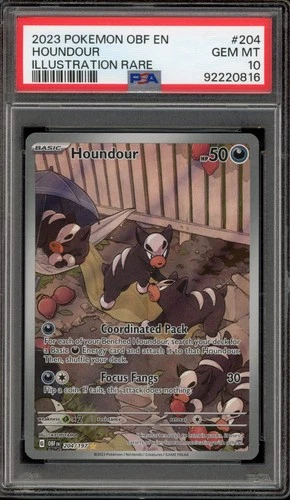 Pokemon Houndour Obsidian Flames Illustration Rare #204 PSA 10 Gem Mint