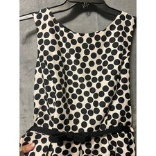 Danny & Nicole Size 8 Black White Polka Dot Dress Bow Belt Fit Flare