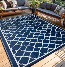 Waterproof Outdoor Rug Modern Area Rug Large Floor Mat Plastic Reversible Rug
