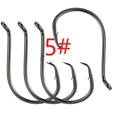 100pcs Circle Fishing Hooks 5# 5/0 Ultra Sharp Carbon Steel Octopus Offset****
