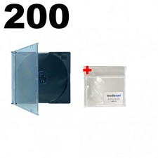 200 SLIM Black CD Jewel Cases 100 OPP Plastic Wrap Bag